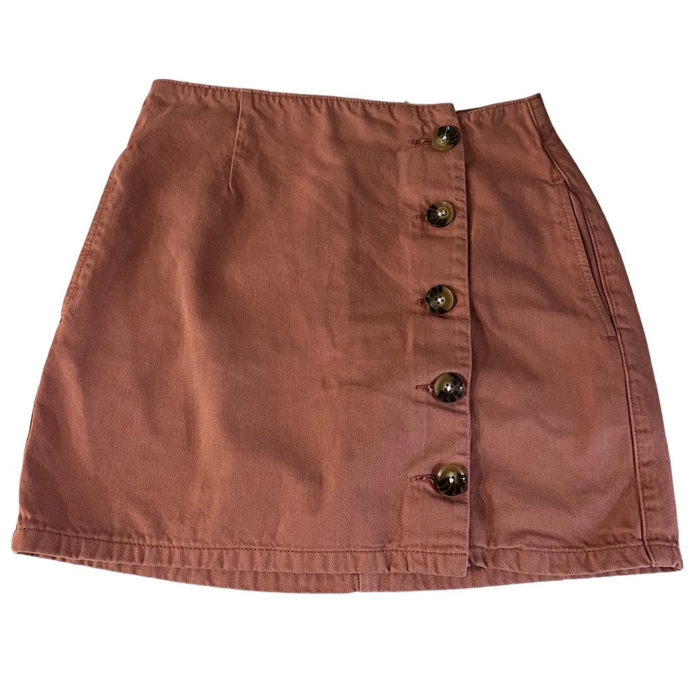 Top shop Moto 6 Short/Mini Salmon Pink Skirt With Buttons and pockets
